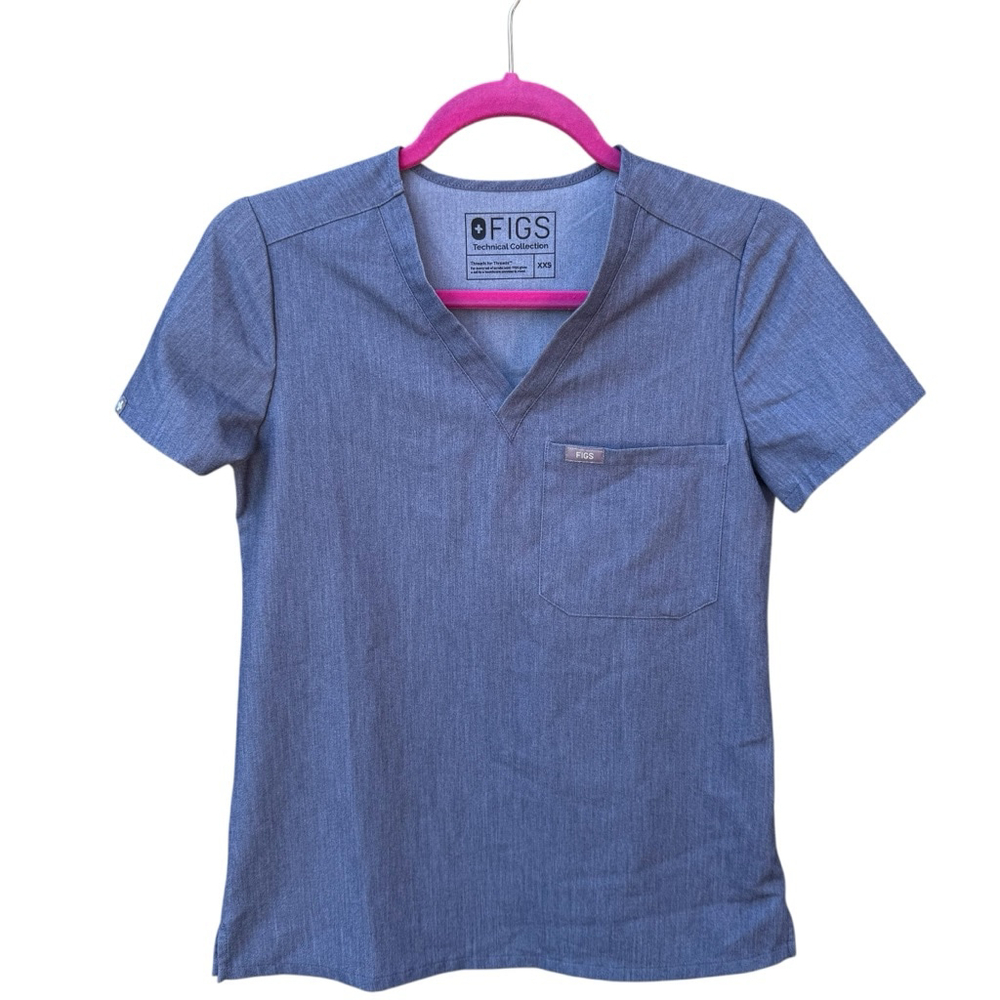 FIGS Catarina Technical Collection Scrub Top‎ XXS Gray